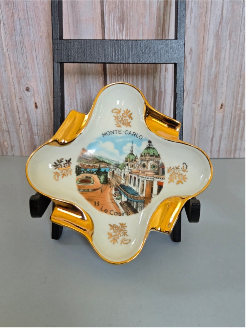 Vintage Limoges France Ashtrays Nice Monte Carlo Casino Gold Trim Pair